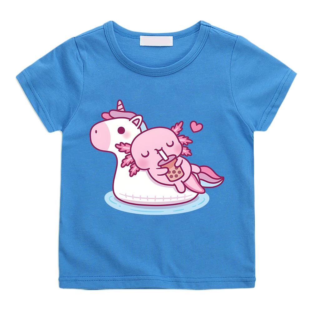 Axolotl Bubble Tea on Unicorn Tshirts Kawaii Anime Print Tops Cute Girl Cotton T-shirts Summer New Versatile Short Sleeve Tees 160 синій
Axolotl Bubble Tea on Unicorn Tshirts Kawaii Anime Print Tops Cute Girl Cotton T-shirts Summer New Versatile Short Sleeve Tees 160 синій