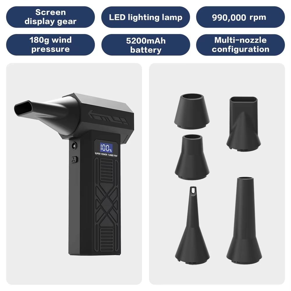 P80 Blower 990000RPM Turbo Jet Fan 4 Gears Speed Adjustable Electric Air Duster Type-C Charging Powerful Air Blower Clean Tool A
P80 Blower 990000RPM Turbo Jet Fan 4 Gears Speed Adjustable Electric Air Duster Type-C Charging Powerful Air Blower Clean Tool A
