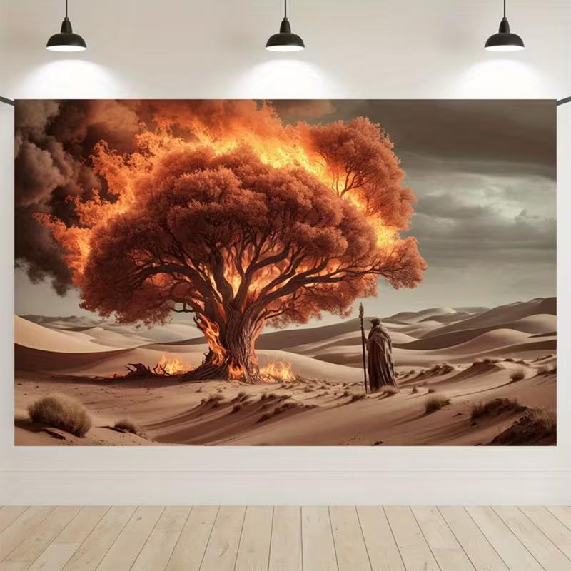 2D Burning Tree Tapestry, Desert Scene with Fiery Canopy and Cloaked Wanderer 47.2x31.5inch/120*80cm
2D Burning Tree Tapestry, Desert Scene with Fiery Canopy and Cloaked Wanderer 47.2x31.5inch/120*80cm