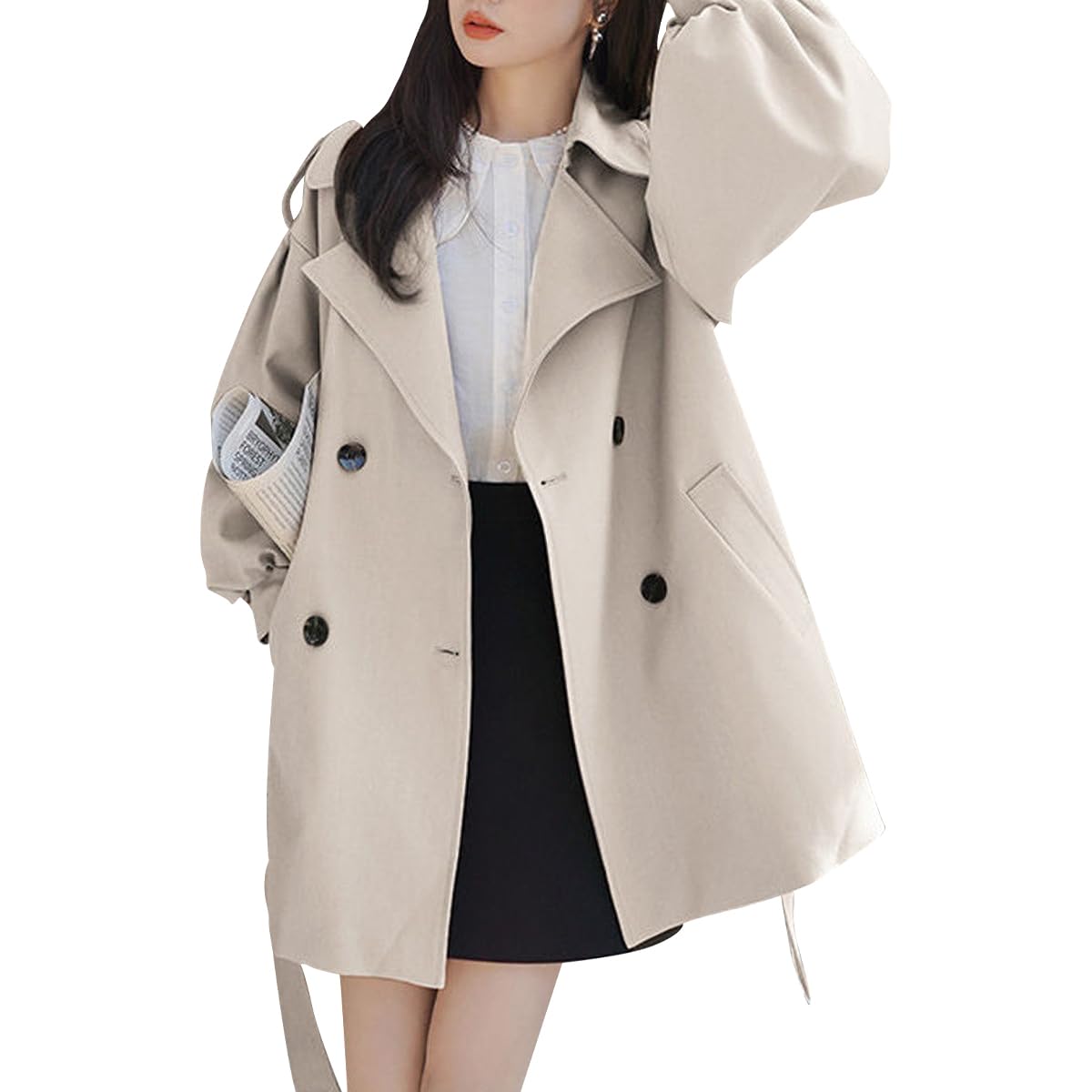 Volume Sleeve Short Trench Coat Jacket Spring Coat Spring Coat Big Silhouette Candy Sleeve Oversized Drop Shoulder Short Length Casual Outerwear слонова кістка
Volume Sleeve Short Trench Coat Jacket Spring Coat Spring Coat Big Silhouette Candy Sleeve Oversized Drop Shoulder Short Length Casual Outerwear слонова кістка