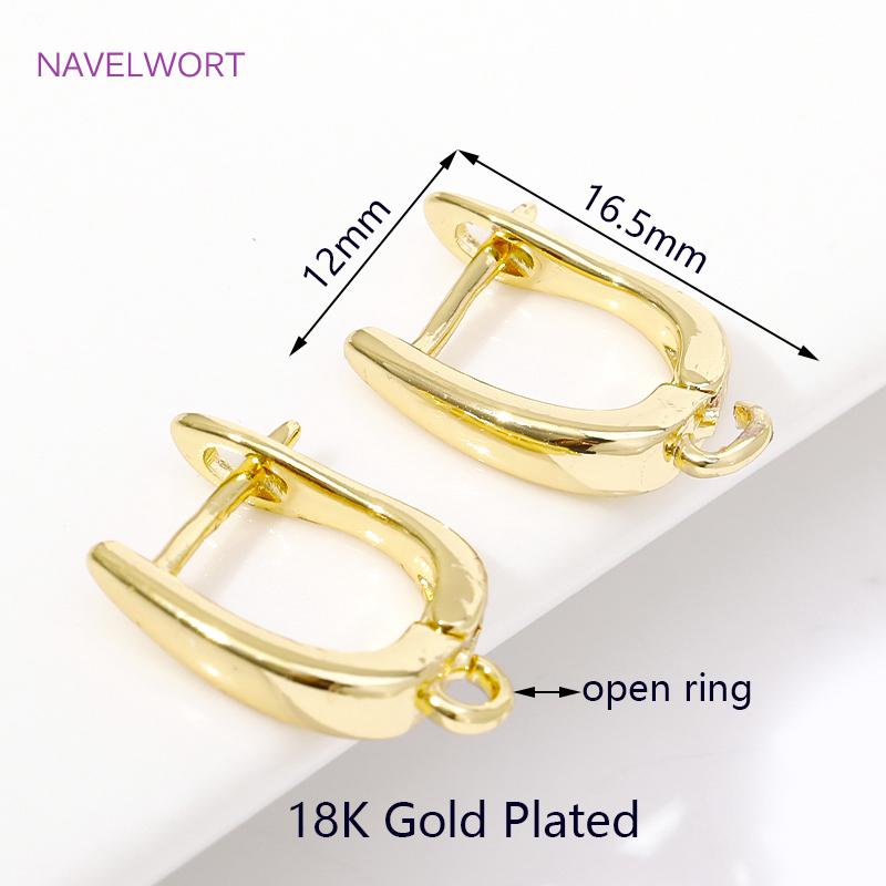 18K Gold Plated Ear Wire Fasteners Earring Hooks Brass Metal Earring Clasps Fittings For DIY Women Earrings Making Supplies 2 pieces
18K Gold Plated Ear Wire Fasteners Earring Hooks Brass Metal Earring Clasps Fittings For DIY Women Earrings Making Supplies 2 pieces