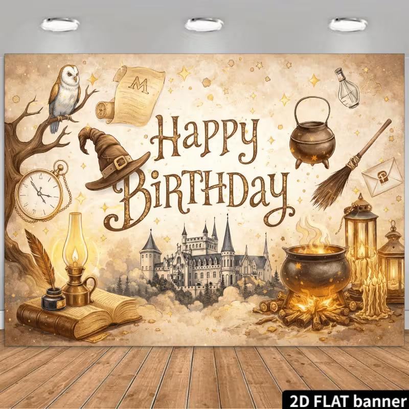 2D Kids Wizard Birthday Backdrop, Magic Potion, Owl & Castle Photo Booth Banner 47.2x31.5inch/120*80cm
2D Kids Wizard Birthday Backdrop, Magic Potion, Owl & Castle Photo Booth Banner 47.2x31.5inch/120*80cm