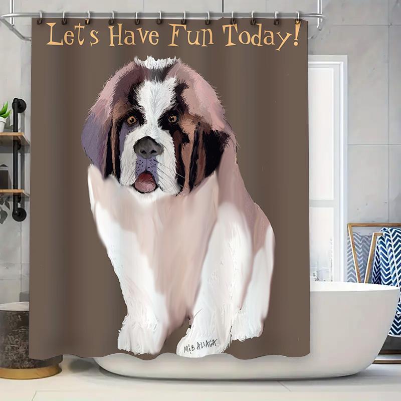 Adorable St Bernard Dog Shower Curtain Printed Pet Portrait For Bathroom Decor Brown Background With White Bathtub Set W60H190(CM)-1 Pcs
Adorable St Bernard Dog Shower Curtain Printed Pet Portrait For Bathroom Decor Brown Background With White Bathtub Set W60H190(CM)-1 Pcs