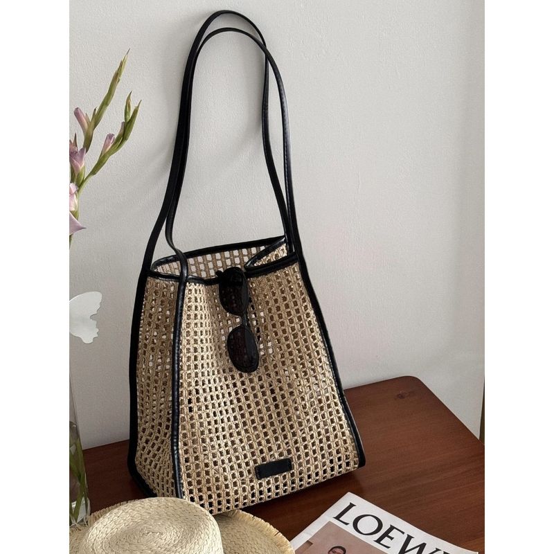 Праздничная пляжная сумка в стиле «Idle», корейский стиль «инс», летняя ажурная плетеная сумка, повседневная наплечная сумка-тоут Black
Праздничная пляжная сумка в стиле «Idle», корейский стиль «инс», летняя ажурная плетеная сумка, повседневная наплечная сумка-тоут Black