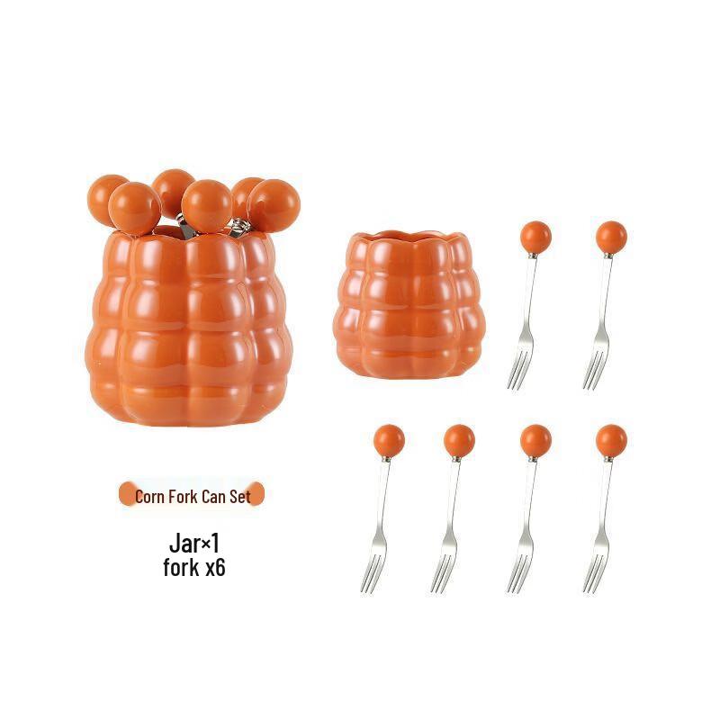 ZISIZ Ceramic Jar with 6 Stainless Steel Fruit Forks
ZISIZ Ceramic Jar with 6 Stainless Steel Fruit Forks