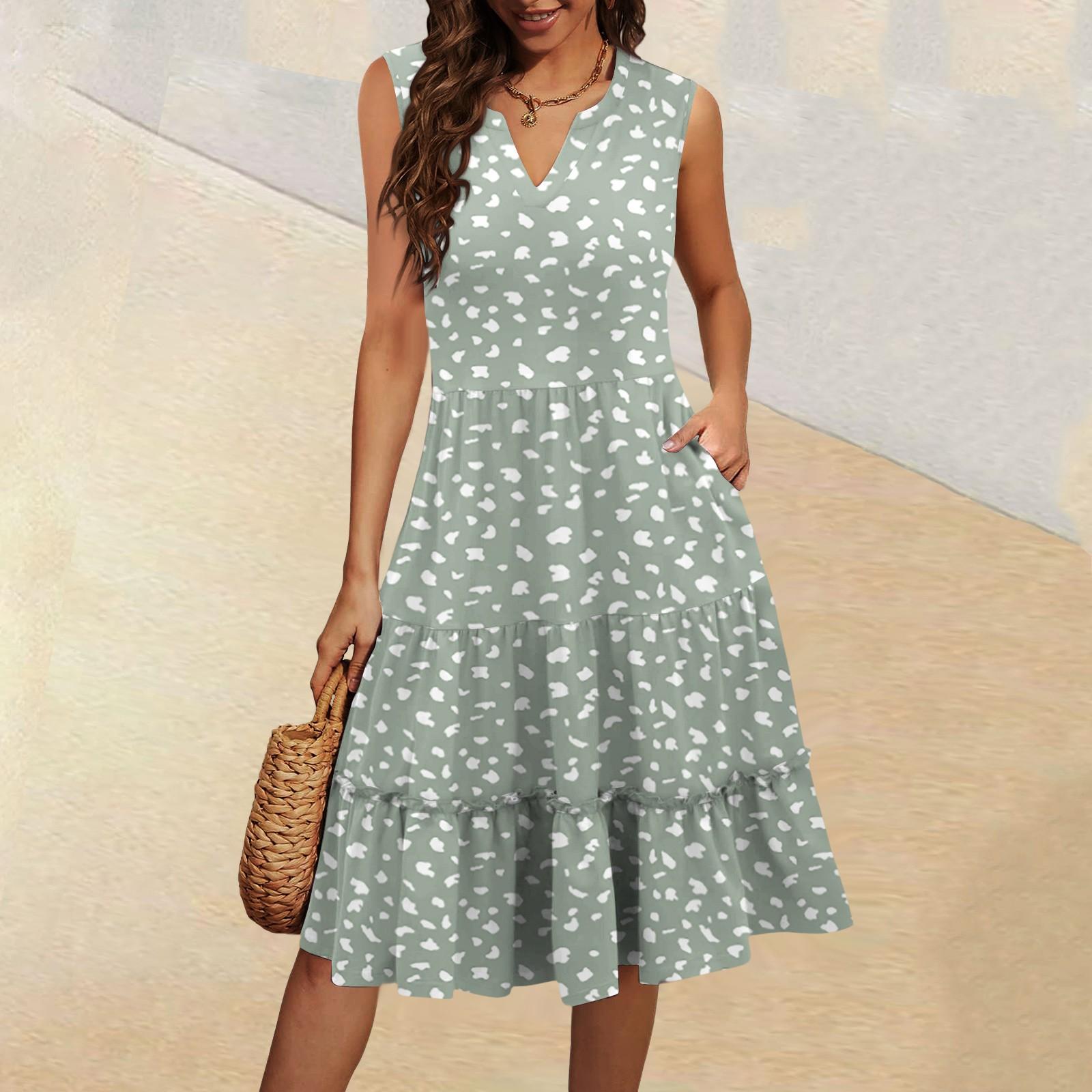 Женские летние повседневные платья без рукавов с V-образным вырезом и плиссированными оборками в винтажном стиле с цветочным принтом L
Женские летние повседневные платья без рукавов с V-образным вырезом и плиссированными оборками в винтажном стиле с цветочным принтом L