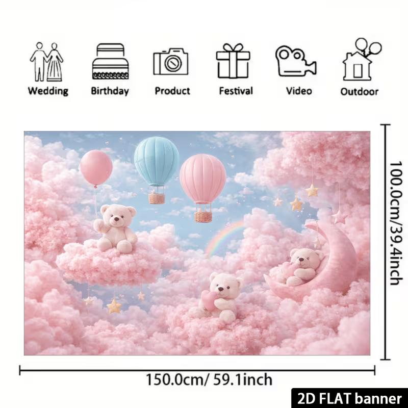 2D Adorable Teddy Bear Cloud Backdrop with Stars & Rainbow Kids Party Photography Background 47.2x31.5inch/120*80cm
2D Adorable Teddy Bear Cloud Backdrop with Stars & Rainbow Kids Party Photography Background 47.2x31.5inch/120*80cm
