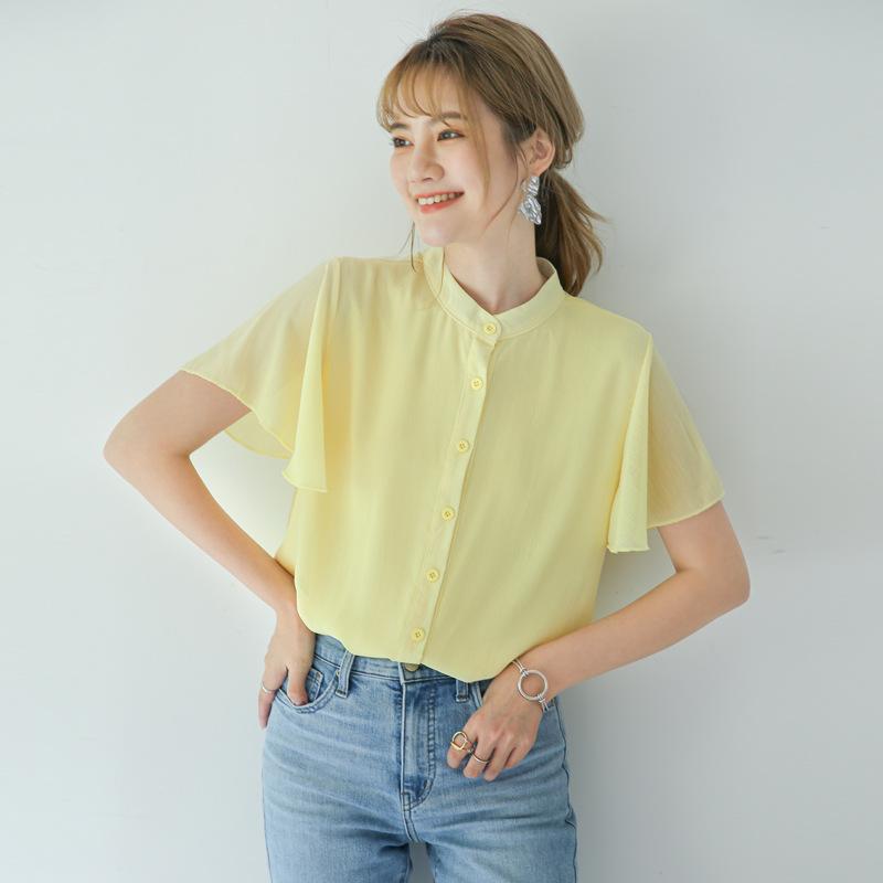Свободный воротник-стойка, однотонная рубашка с короткими рукавами и оборками по краю для женщин, шифоновый топ XL жёлтый
Свободный воротник-стойка, однотонная рубашка с короткими рукавами и оборками по краю для женщин, шифоновый топ XL жёлтый