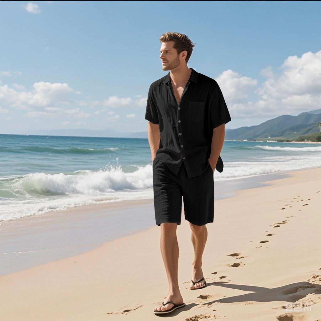 Men s Summer Linen Short-Sleeve Shirt & Shorts Set - Casual Loose Fit, Cotton-Linen Fabric. XL чорний
Men s Summer Linen Short-Sleeve Shirt & Shorts Set - Casual Loose Fit, Cotton-Linen Fabric. XL чорний