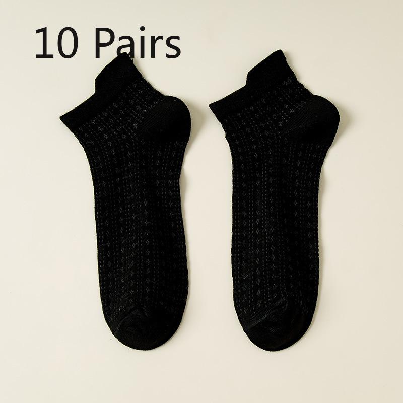 10 пар женских летних тонких полых сетчатых дышащих носков-лодочек с неглубоким вырезом, невидимых, приподнимающих уши 10 Pairs
10 пар женских летних тонких полых сетчатых дышащих носков-лодочек с неглубоким вырезом, невидимых, приподнимающих уши 10 Pairs