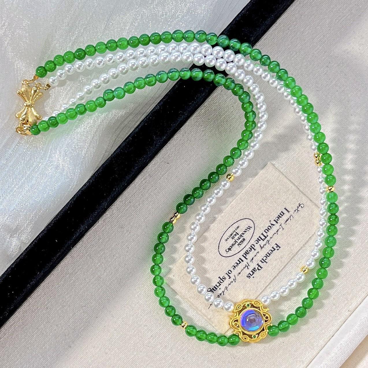 High Quality Natural Chalcedony Agate Artificial Crystal Pearl Double Necklace Collarbone Chain
High Quality Natural Chalcedony Agate Artificial Crystal Pearl Double Necklace Collarbone Chain