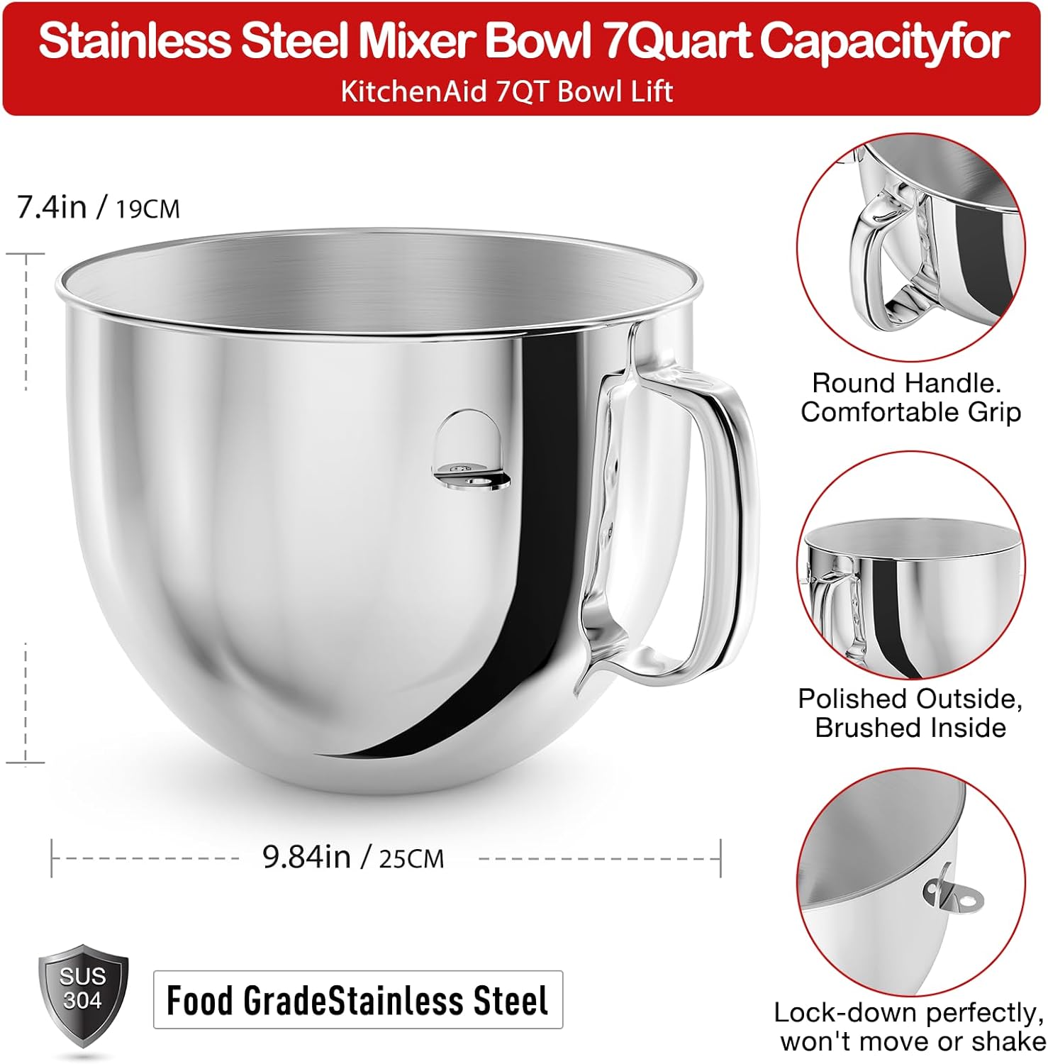 Чаша из нержавеющей стали объемом 7 кварт для стационарных миксеров Kitchenaid, Чаша для смешивания Kitchen Aid для 7-квартового миксера с подъемной головкой и ручкой 7QT Bowl
Чаша из нержавеющей стали объемом 7 кварт для стационарных миксеров Kitchenaid, Чаша для смешивания Kitchen Aid для 7-квартового миксера с подъемной головкой и ручкой 7QT Bowl