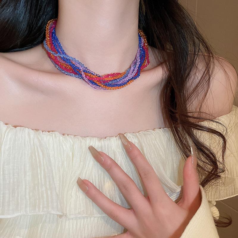 Multi-layer color crystal necklace fashionable exaggerated design collarbone chain light luxury style necklace jewelry women s high sense
Multi-layer color crystal necklace fashionable exaggerated design collarbone chain light luxury style necklace jewelry women s high sense