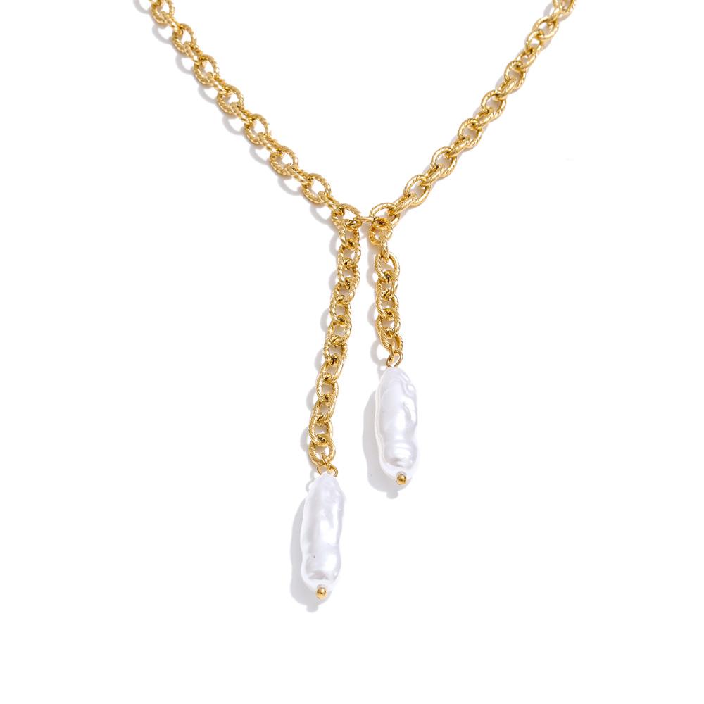 Yhpup Luxury Baroque Pearls Chain Drop Necklace for Women Stainless Steel Fashion Attractive Jewelry Gift Waterproof
Yhpup Luxury Baroque Pearls Chain Drop Necklace for Women Stainless Steel Fashion Attractive Jewelry Gift Waterproof