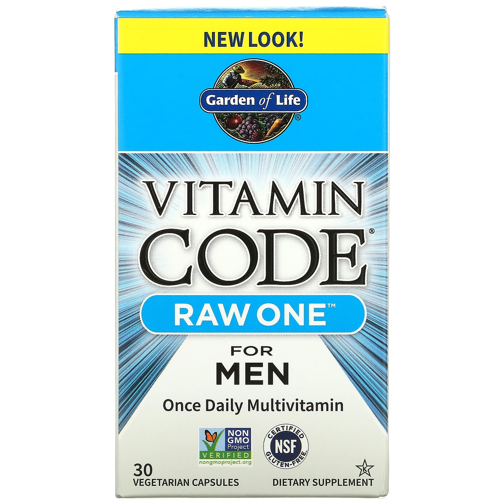 Garden of Life, Vitamin Code, Raw One для чоловіків, полівітаміни 1 раз на день, 30 овочевих капсул
Garden of Life, Vitamin Code, Raw One для чоловіків, полівітаміни 1 раз на день, 30 овочевих капсул