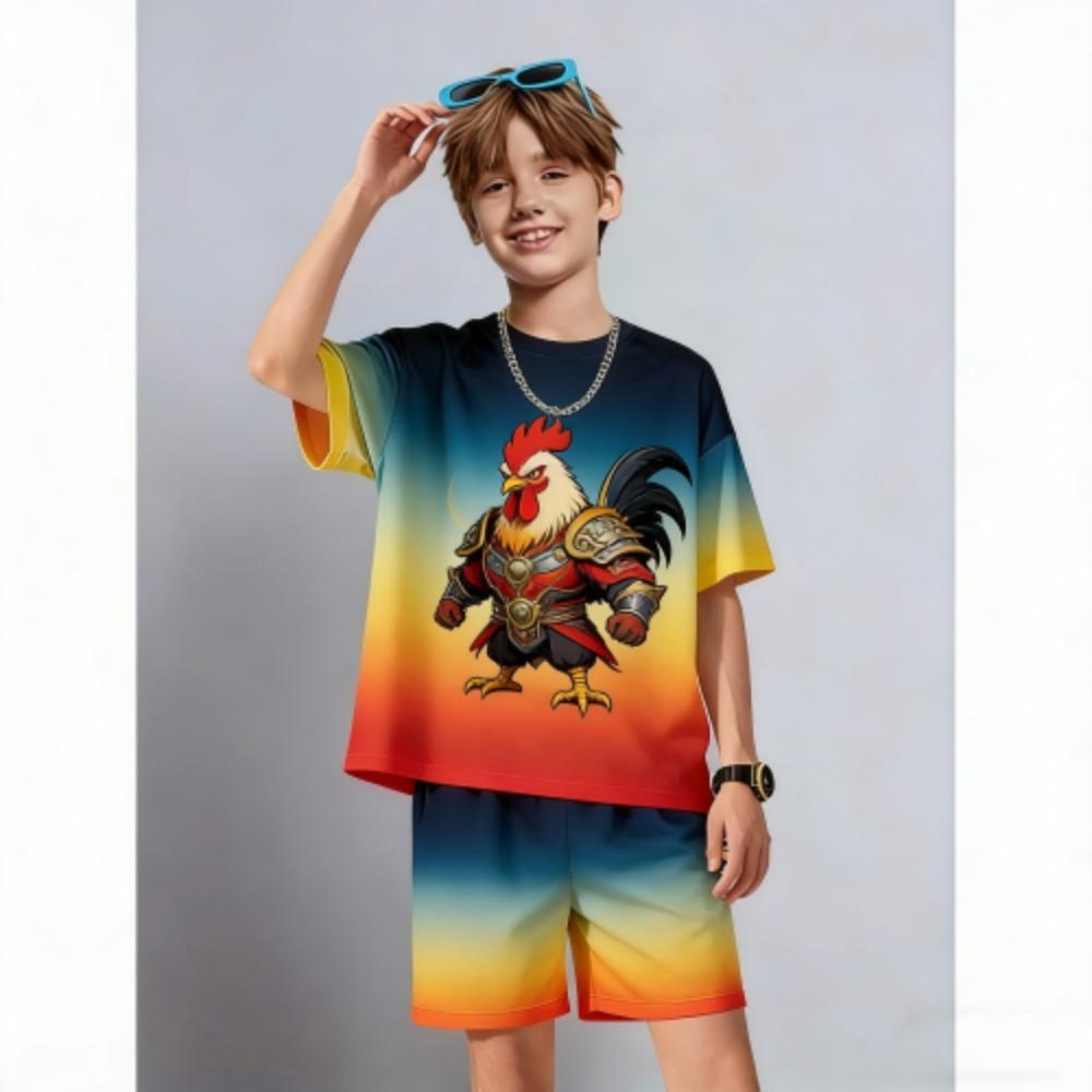 Summer Kids Set Cartoon Chicken Warrior Printed Kids T-shirt and Shorts 2 Piece Set Summer Casual Outdoor Boys and Girls Outfit Kids Clothing 100
Summer Kids Set Cartoon Chicken Warrior Printed Kids T-shirt and Shorts 2 Piece Set Summer Casual Outdoor Boys and Girls Outfit Kids Clothing 100