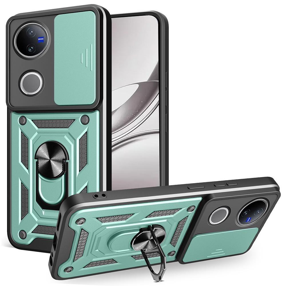 For vivo V50 5G Case with Slide Camera Lid PC+TPU Kickstand Phone Cover Green
For vivo V50 5G Case with Slide Camera Lid PC+TPU Kickstand Phone Cover Green