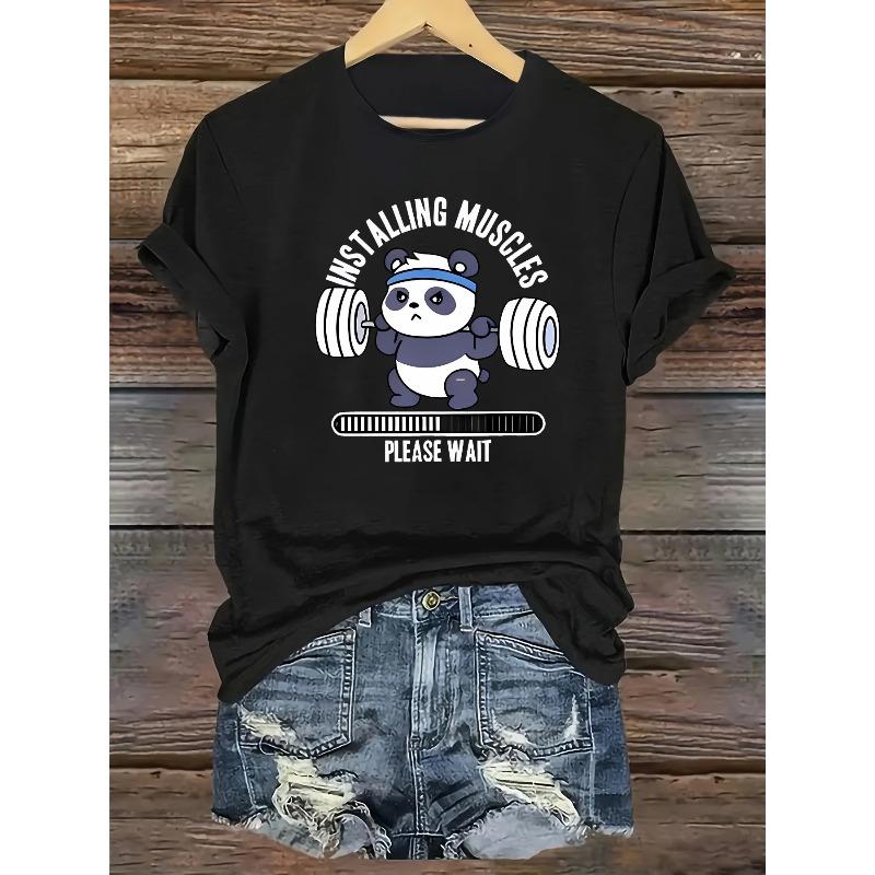 European Size Women s Cute Bear Weightlifting T-Shirt - Casual Summer Tee with Cartoon Weightlifting Bear Print, Round Neck Short Sleeve Top 4XL чорний
European Size Women s Cute Bear Weightlifting T-Shirt - Casual Summer Tee with Cartoon Weightlifting Bear Print, Round Neck Short Sleeve Top 4XL чорний