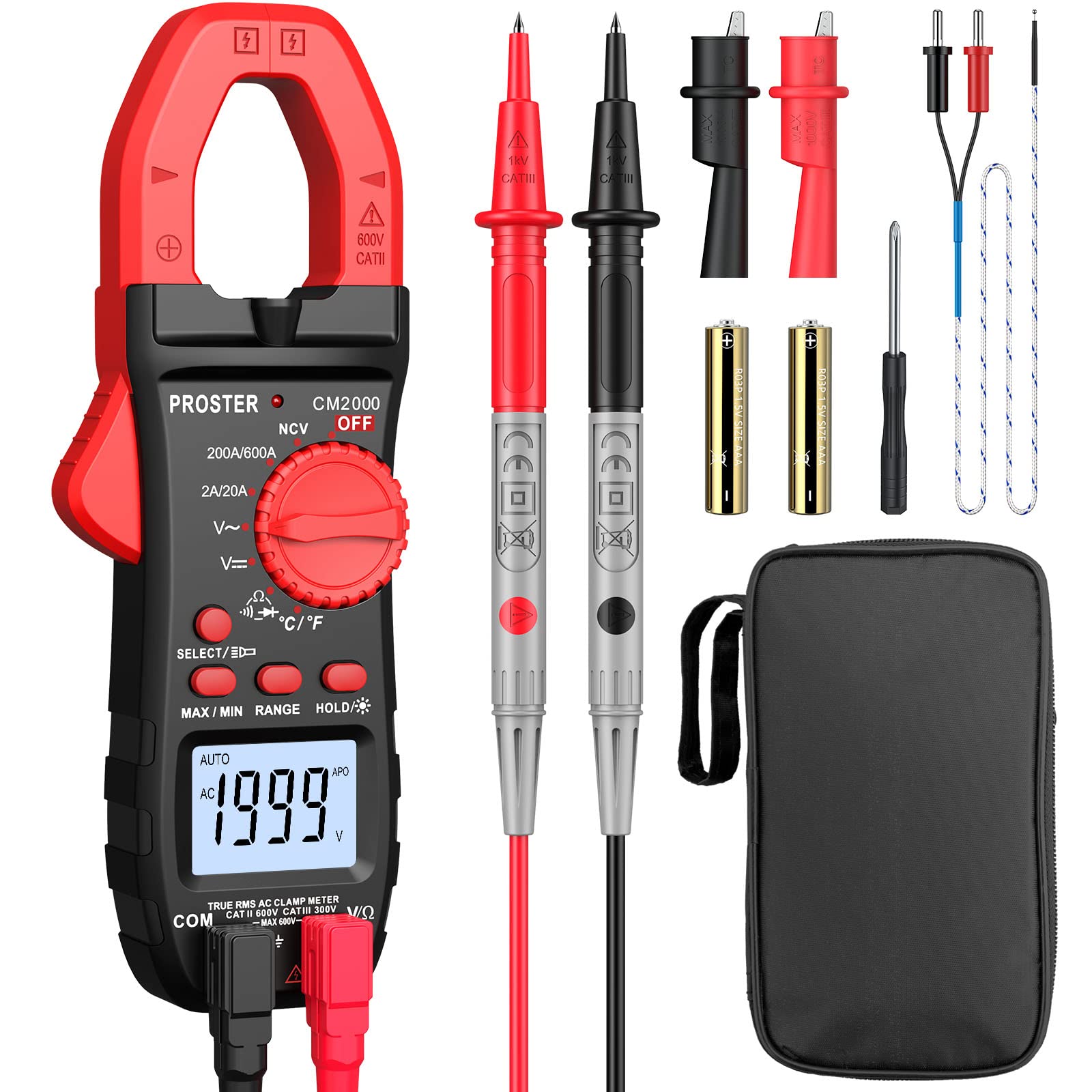 Proster Clamp 2000 Auto AC Duty NCV Measurement Test Alligator Storage Japanese Instruction Manual Included Meter, Counts, Range, Current, AC/DC
Proster Clamp 2000 Auto AC Duty NCV Measurement Test Alligator Storage Japanese Instruction Manual Included Meter, Counts, Range, Current, AC/DC