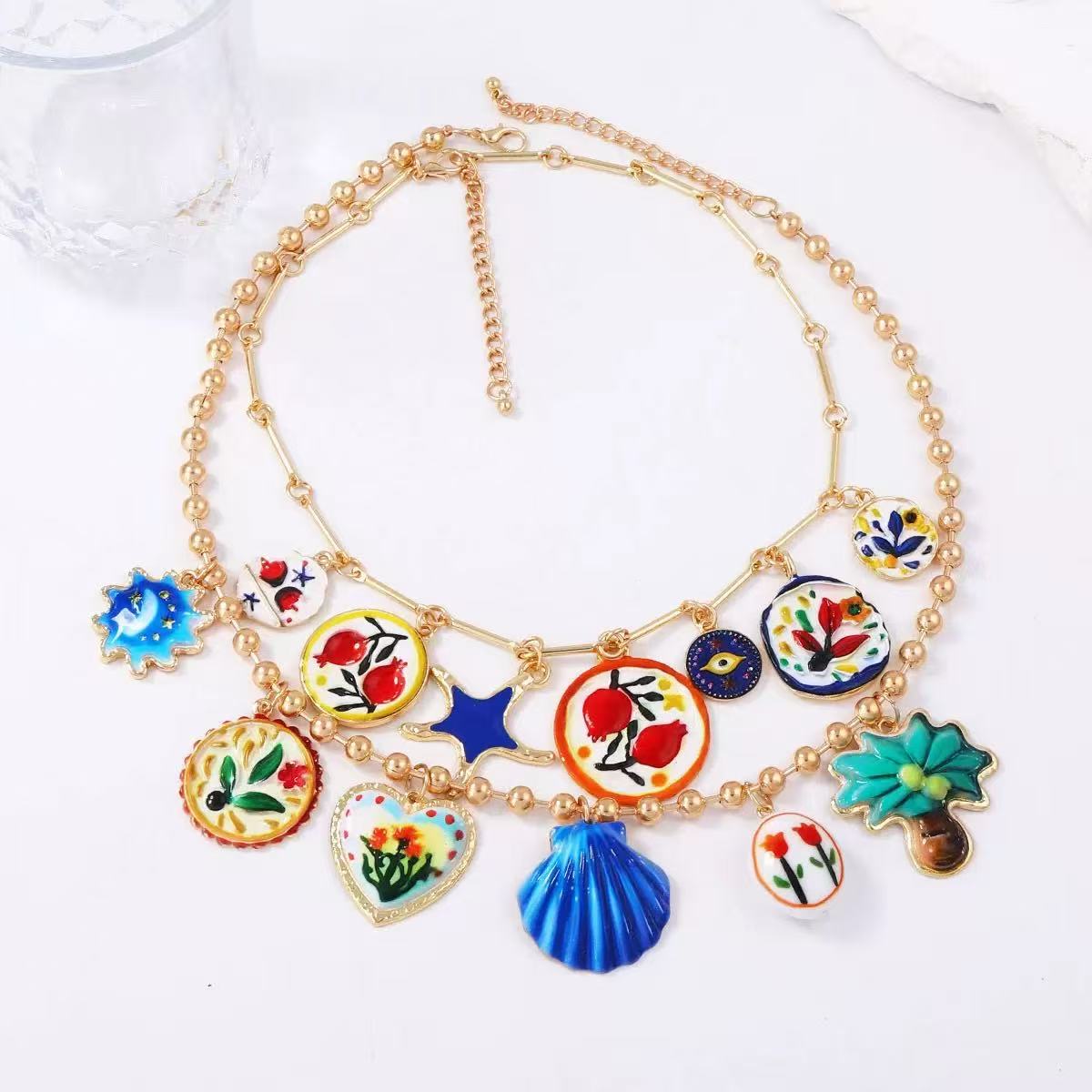 Personalized Trendy Design Alloy Printed Colorful Flower Pendant Necklace
Personalized Trendy Design Alloy Printed Colorful Flower Pendant Necklace