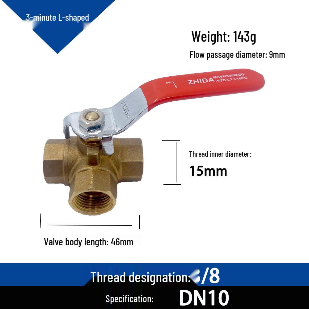 1 Copper T/L Ball Valve: 2/3/4/6 Points, Internal Thread, One In/Two Out for Water/Gas.
1 Copper T/L Ball Valve: 2/3/4/6 Points, Internal Thread, One In/Two Out for Water/Gas.