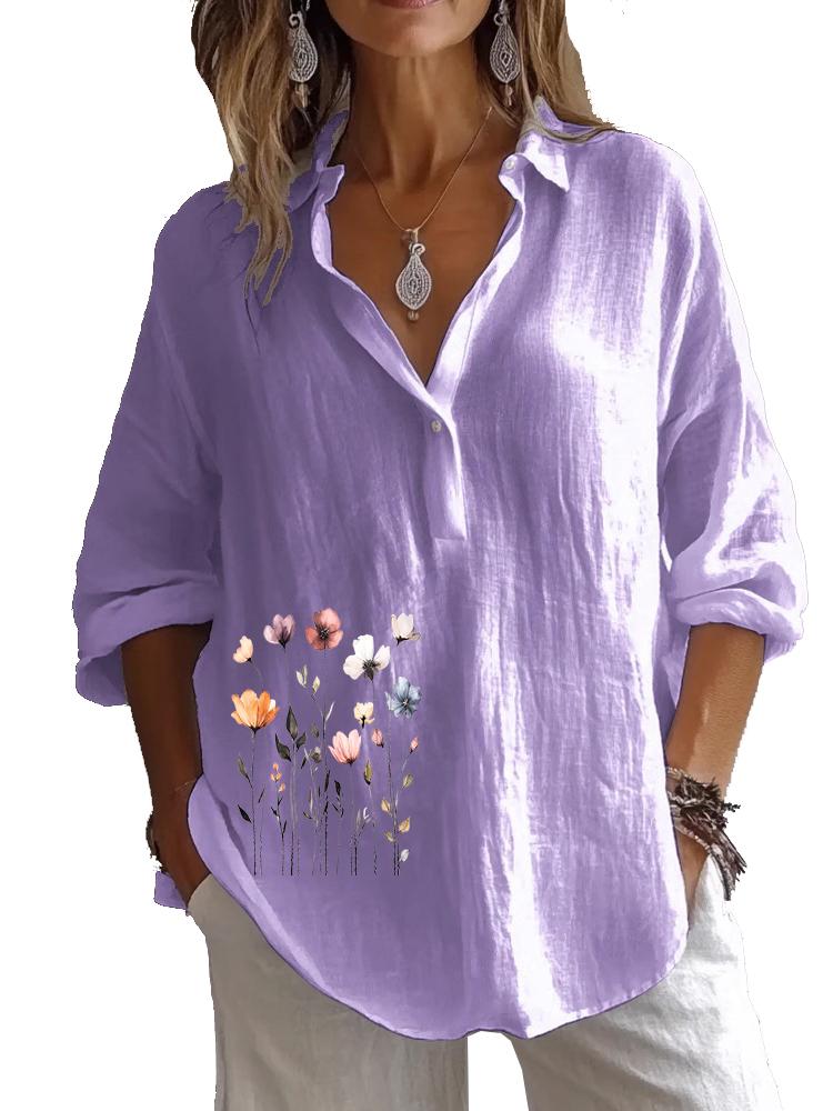 Plus Size Women Lapel Neck Cotton Linen 3/4 Sleeve Shirt Spring&Autumn Casual Floral Print Blouses 3XL фіолетовий
Plus Size Women Lapel Neck Cotton Linen 3/4 Sleeve Shirt Spring&Autumn Casual Floral Print Blouses 3XL фіолетовий