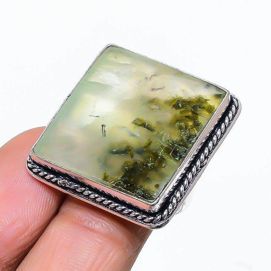 Ювелирное кольцо ручной работы из стерлингового серебра 925 пробы с натуральным драгоценным камнем пренитом, размер 7 C1z76
Ювелирное кольцо ручной работы из стерлингового серебра 925 пробы с натуральным драгоценным камнем пренитом, размер 7 C1z76