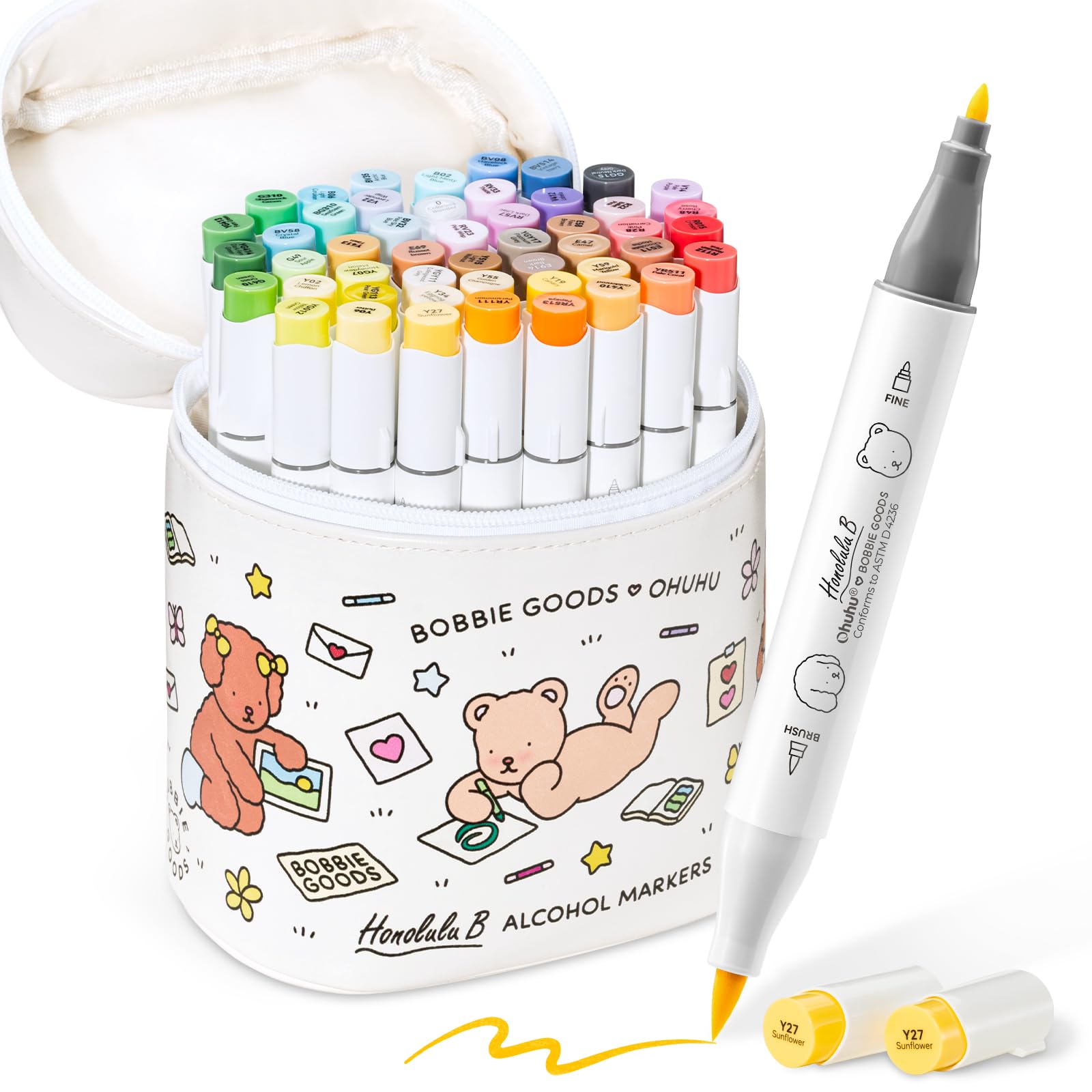 Ohuhu x Bobbie Goods Illustration Markers, Brush Tip & Fine Tip, 48 Colors, Professional Grade Marker Pens, Alcohol-Based, Includes 1 Blender Pen, Hon
Ohuhu x Bobbie Goods Illustration Markers, Brush Tip & Fine Tip, 48 Colors, Professional Grade Marker Pens, Alcohol-Based, Includes 1 Blender Pen, Hon