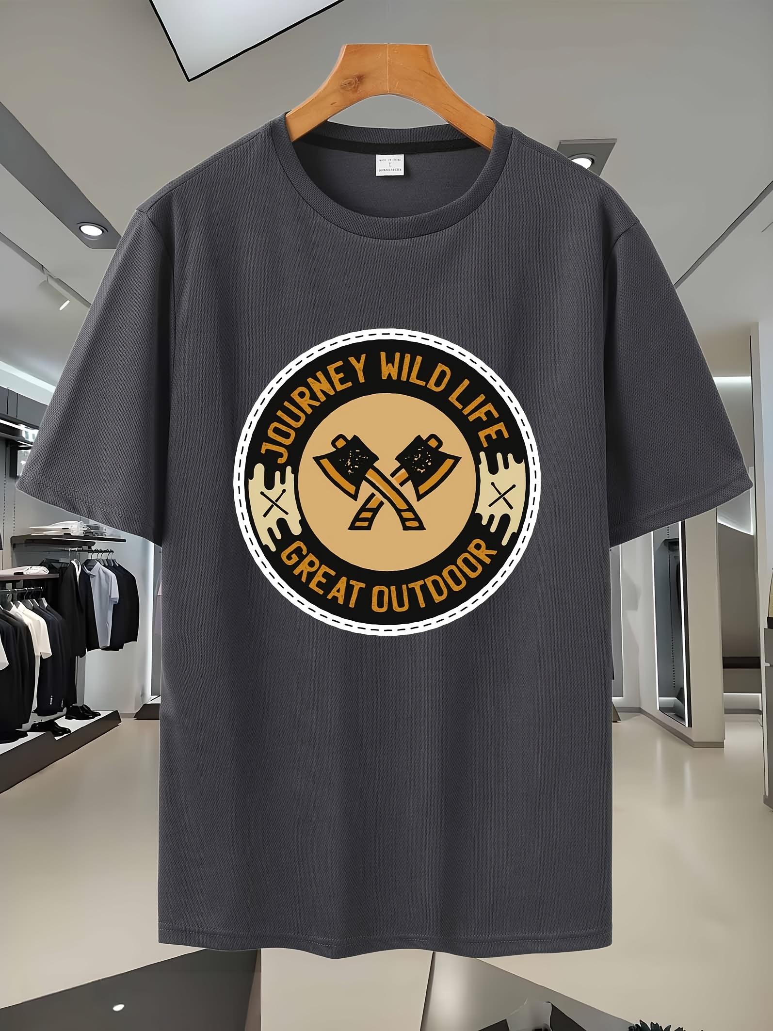 50G2025 Navy Blue Graphic Print Short Sleeve T-shirt - Sporty Casual Round Neck Tee with Journey Wild Life & Great Outdoors Design XXXL
50G2025 Navy Blue Graphic Print Short Sleeve T-shirt - Sporty Casual Round Neck Tee with Journey Wild Life & Great Outdoors Design XXXL