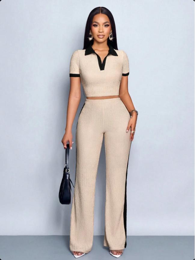 2026 European & American Women s Slim-fit Color-block Two-piece Summer Set: Short-sleeved Lapel T-shirt & Long Pants S абрикосовый
2026 European & American Women s Slim-fit Color-block Two-piece Summer Set: Short-sleeved Lapel T-shirt & Long Pants S абрикосовый