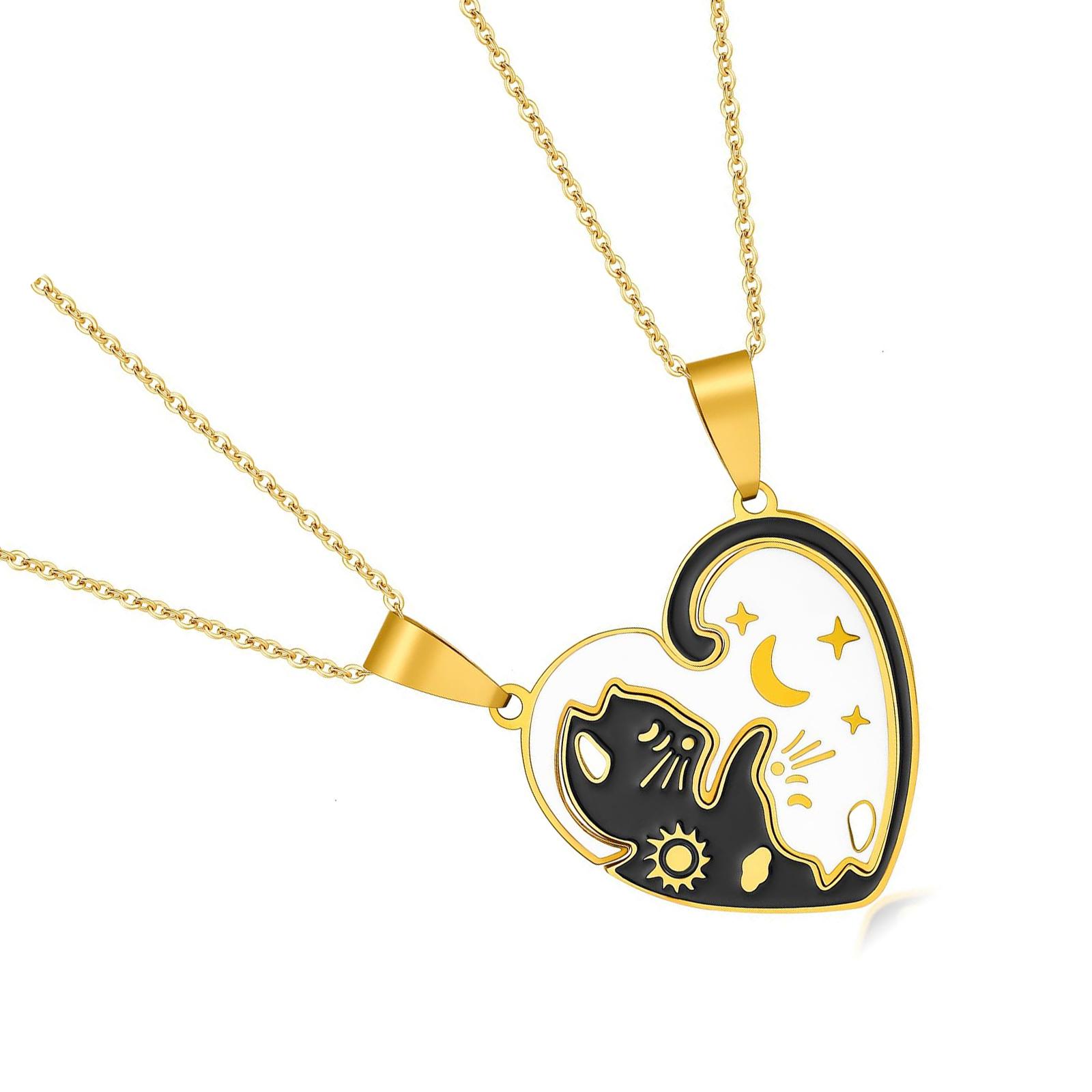 1 Pair Couple Pendant Necklaces Can Worn Together or Alone with Black and White Feline Charm Metal for Elegant 1
1 Pair Couple Pendant Necklaces Can Worn Together or Alone with Black and White Feline Charm Metal for Elegant 1