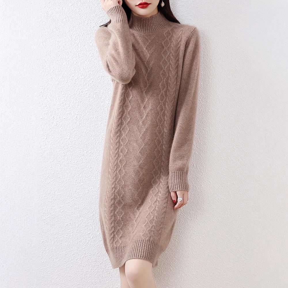Korean-Style Semi-High Neck Wool Sweater Dress for Women - Autumn/Winter Collection S suitable for 80-95 lbs
Korean-Style Semi-High Neck Wool Sweater Dress for Women - Autumn/Winter Collection S suitable for 80-95 lbs