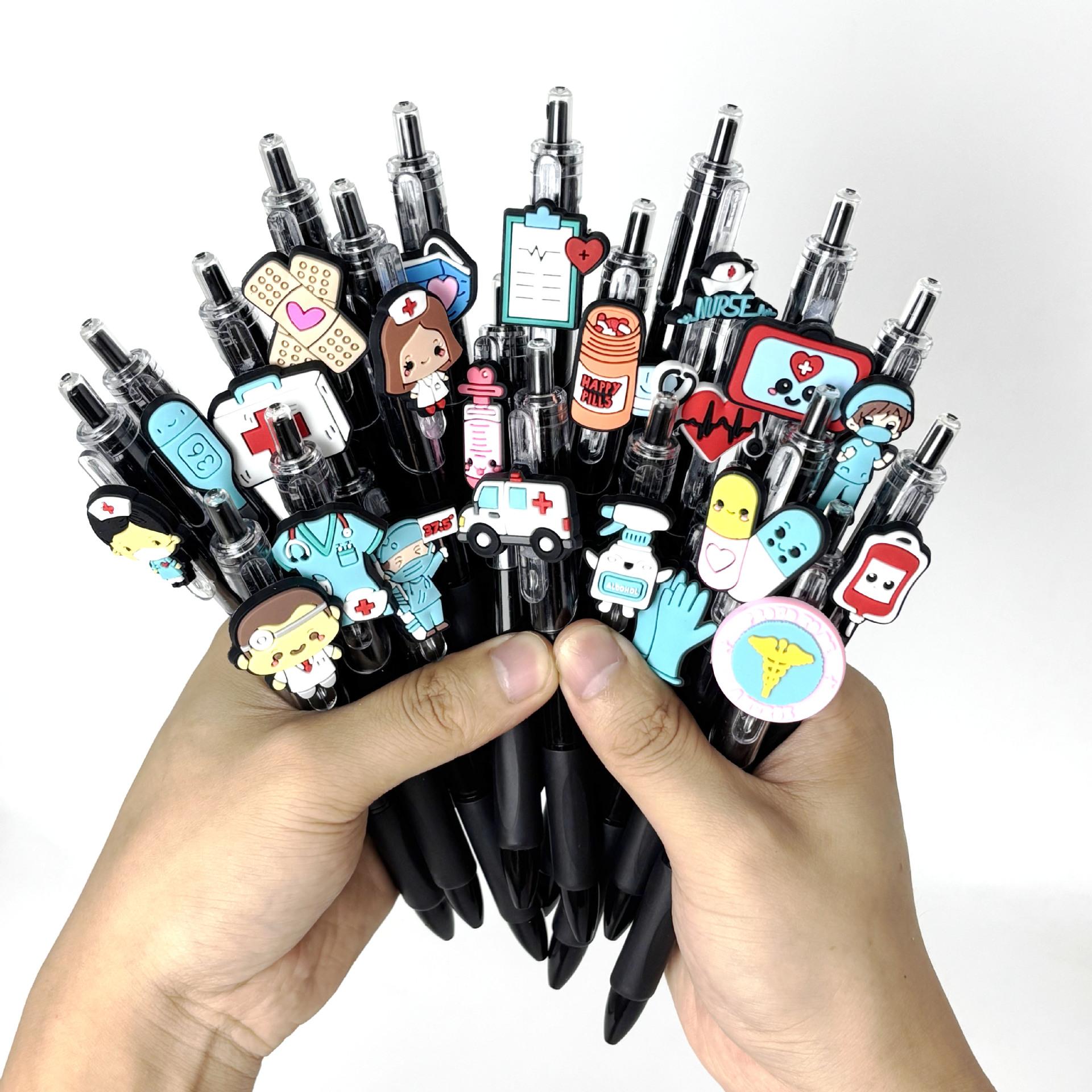 10Pcs Nurse-Themed Retractable Ballpoint Pens - Black PVC Soft Grip Pens with Random Nurse Designs, Fine Point, Ideal for Students and Office Use, Nur Random style 10Pcs
10Pcs Nurse-Themed Retractable Ballpoint Pens - Black PVC Soft Grip Pens with Random Nurse Designs, Fine Point, Ideal for Students and Office Use, Nur Random style 10Pcs