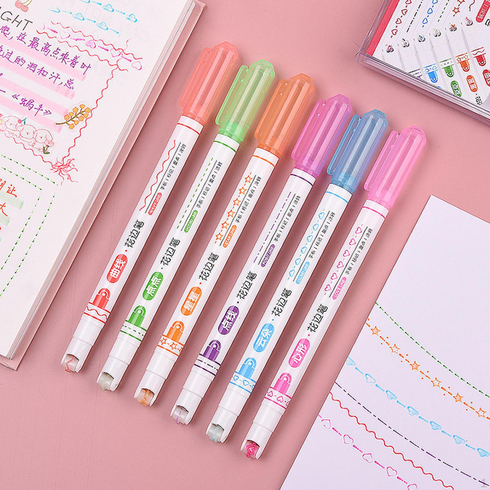 6 Colors Curve Line Highlighter Pen Stationery Marker for Student Diary
6 Colors Curve Line Highlighter Pen Stationery Marker for Student Diary