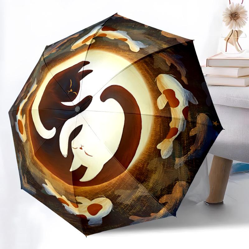 1pc Yin Yang Cat Design Automatic Open/Close Folding Umbrella - Windproof Portable Compact Umbrella with 8 Sturdy Ribs, Stylis Iron&8K
1pc Yin Yang Cat Design Automatic Open/Close Folding Umbrella - Windproof Portable Compact Umbrella with 8 Sturdy Ribs, Stylis Iron&8K