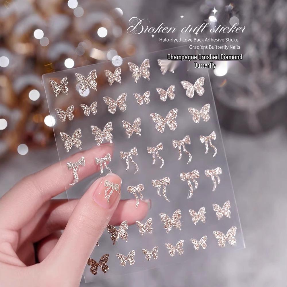 Champagne Iridescent Crushed Diamond Chrome Hearts Nail Stickers: Butterfly, Rose, Rabbit & Snowflake Designs
Champagne Iridescent Crushed Diamond Chrome Hearts Nail Stickers: Butterfly, Rose, Rabbit & Snowflake Designs