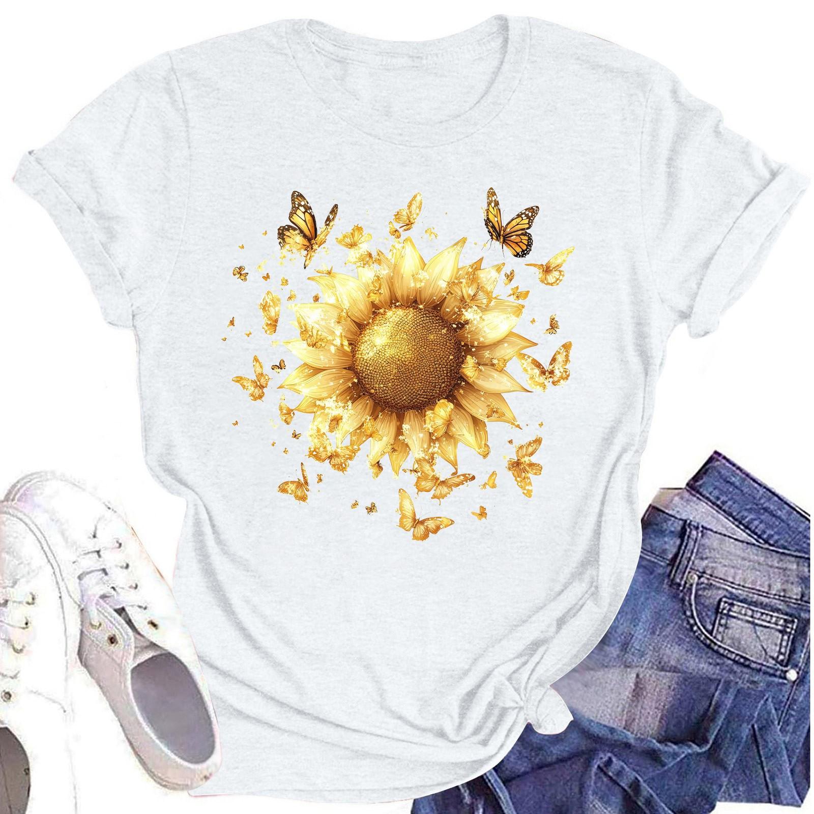 Женская повседневная футболка с круглым вырезом и цветочным принтом, короткий рукав XL белый
Женская повседневная футболка с круглым вырезом и цветочным принтом, короткий рукав XL белый