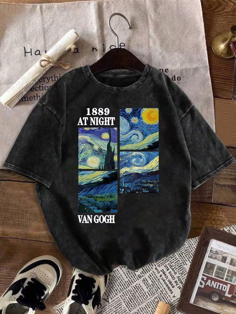 Van Gogh Starry Sky Oil Painting Tops Unisex and Women Same Sleeve Retro Washed Tshirt Summer Street Loose Round Neck Short Sleeve S
Van Gogh Starry Sky Oil Painting Tops Unisex and Women Same Sleeve Retro Washed Tshirt Summer Street Loose Round Neck Short Sleeve S