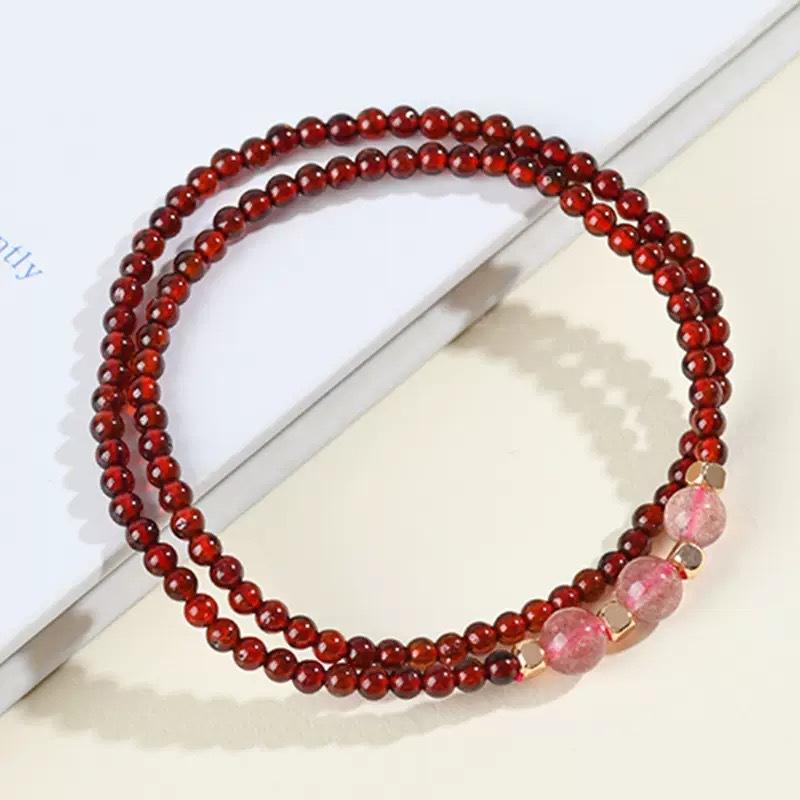 Natural crystal garnet strawberry crystal double ring bracelet Bangles Women Fashion Jewelry accessories Gift гранат
Natural crystal garnet strawberry crystal double ring bracelet Bangles Women Fashion Jewelry accessories Gift гранат