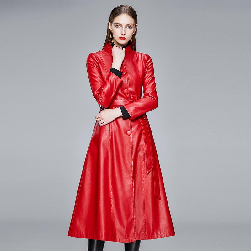 Women Belt Long Sleeve Single Breasted Luxury Fashion Spring Autumn Long Black Soft Waterproof Faux Leather Coat XXXXXL червоний
Women Belt Long Sleeve Single Breasted Luxury Fashion Spring Autumn Long Black Soft Waterproof Faux Leather Coat XXXXXL червоний