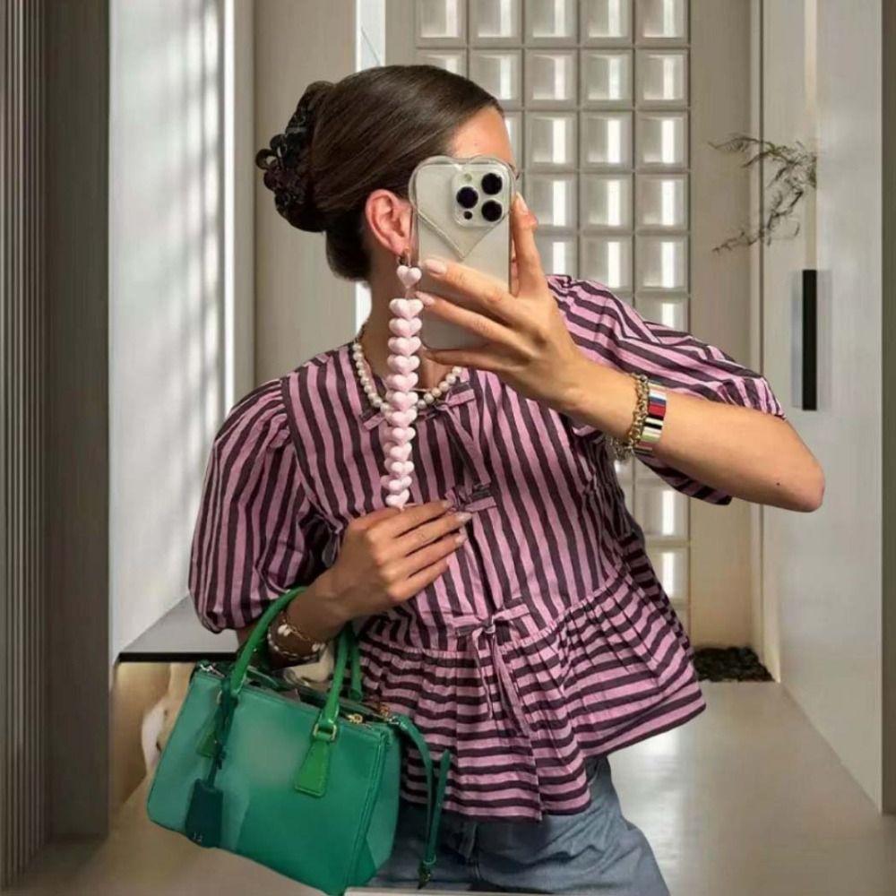 Ruffle Summer Bow Tied Tops Short Sleeve Long Puff Sleeve Blouse Stripe Bow Lace Up Blouse Beach
Ruffle Summer Bow Tied Tops Short Sleeve Long Puff Sleeve Blouse Stripe Bow Lace Up Blouse Beach