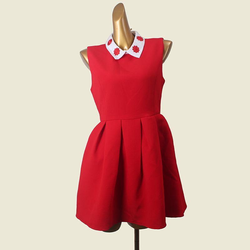 Domestic Unshelved Lapel and Waist Tight A- line Skirt French Sleeveless Inner Match Spring Festival Red Dress Red L
Domestic Unshelved Lapel and Waist Tight A- line Skirt French Sleeveless Inner Match Spring Festival Red Dress Red L