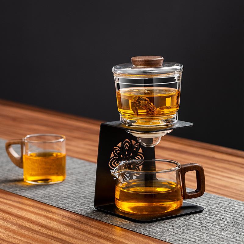 Ленивый стеклянный чайник с фильтром и измельчителем Домашняя чайная посуда Оптом прозрачный