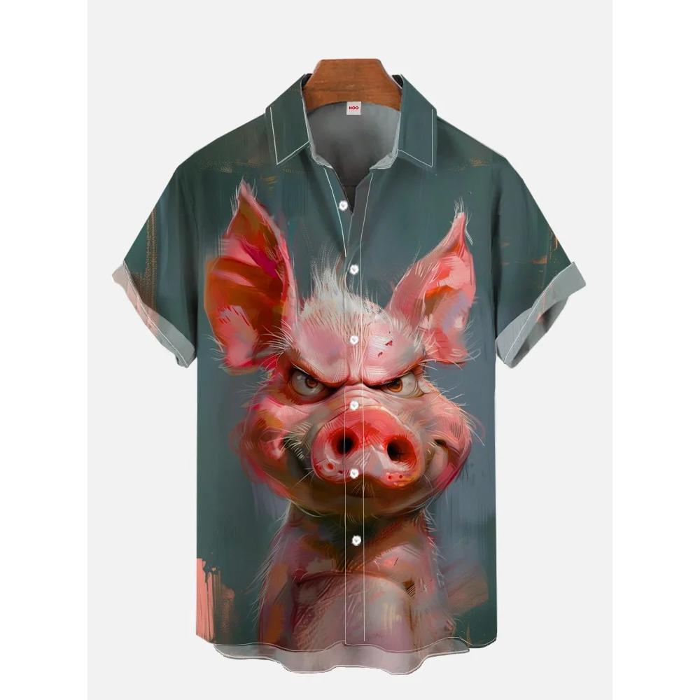 2026 Summer New Funny Animal Bald Pig Print Short Sleeve Shirt Retro Donkey Lamb Fashion Street Men s Lapel Button Shirt S
2026 Summer New Funny Animal Bald Pig Print Short Sleeve Shirt Retro Donkey Lamb Fashion Street Men s Lapel Button Shirt S