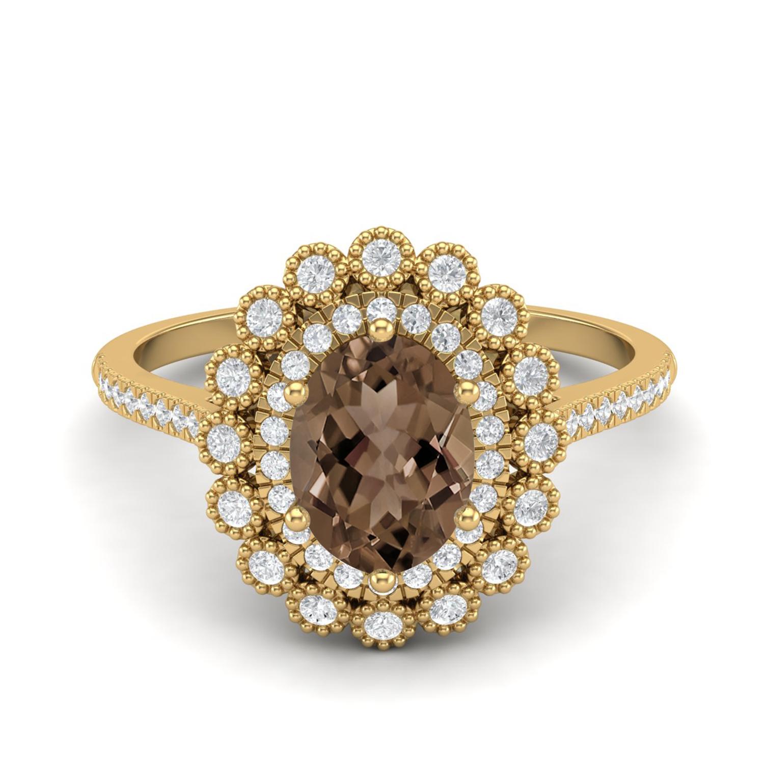 8X6mm Oval Smoky Quartz 925 Sterling Silver Gold Vermeil Solitaire Halo Floral Engagement Women Ring 12
8X6mm Oval Smoky Quartz 925 Sterling Silver Gold Vermeil Solitaire Halo Floral Engagement Women Ring 12