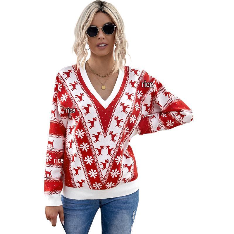 Женский повседневный свитер Shiying с V-образным вырезом и принтом color block - Европейский и американский стиль, с длинными рукавами, горячая осенняя мода Medium красный
Женский повседневный свитер Shiying с V-образным вырезом и принтом color block - Европейский и американский стиль, с длинными рукавами, горячая осенняя мода Medium красный