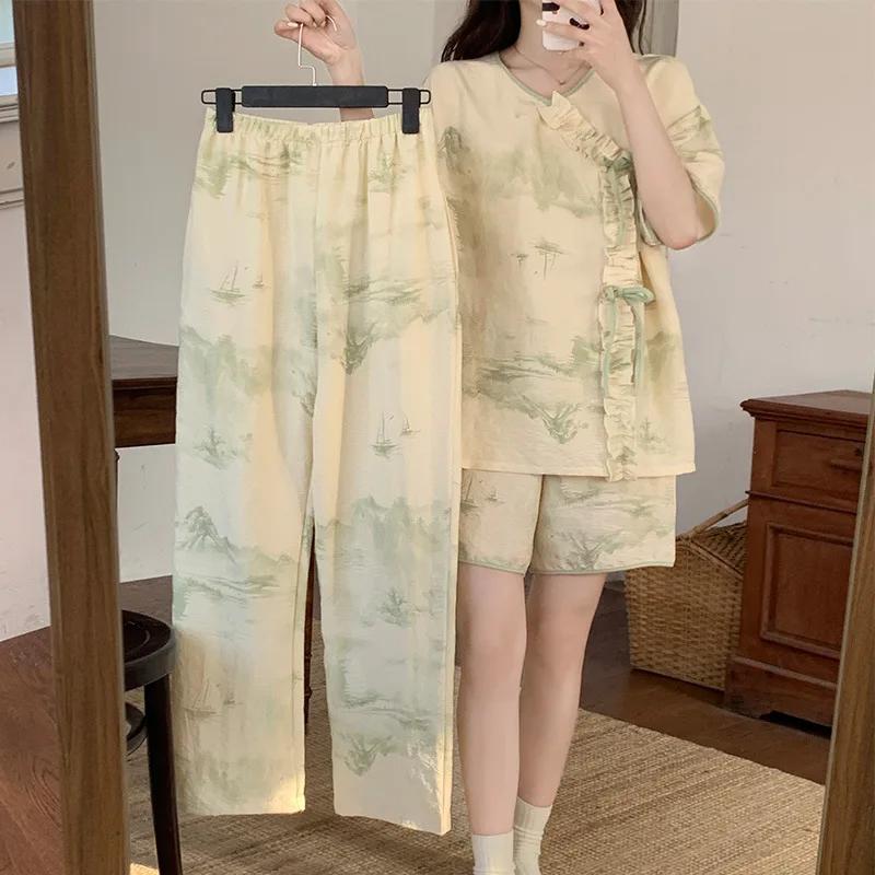 Китайский стиль женский пижамный комплект нагрудник летний короткий рукав короткая юбка верхняя одежда домашняя одежда костюм L
Китайский стиль женский пижамный комплект нагрудник летний короткий рукав короткая юбка верхняя одежда домашняя одежда костюм L