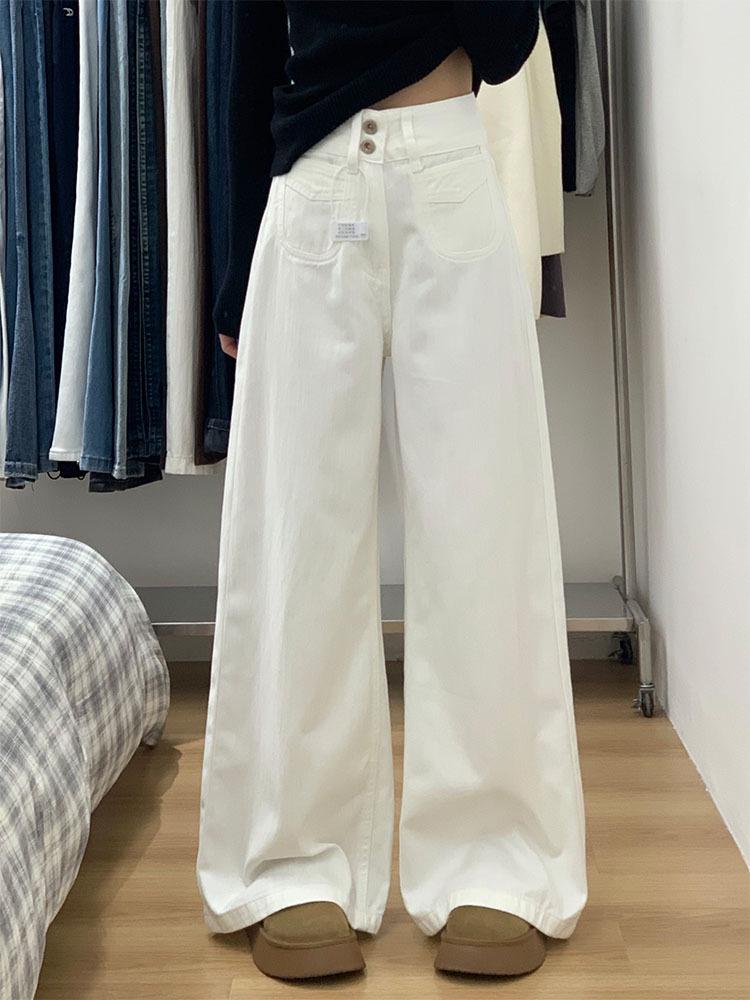 Белые джинсы больших размеров с высокой посадкой и широкими штанинами для женщин - Осенние, стройнящие, свободного кроя, длиной до пола, лестные для фигуры «груша». M белый
Белые джинсы больших размеров с высокой посадкой и широкими штанинами для женщин - Осенние, стройнящие, свободного кроя, длиной до пола, лестные для фигуры «груша». M белый