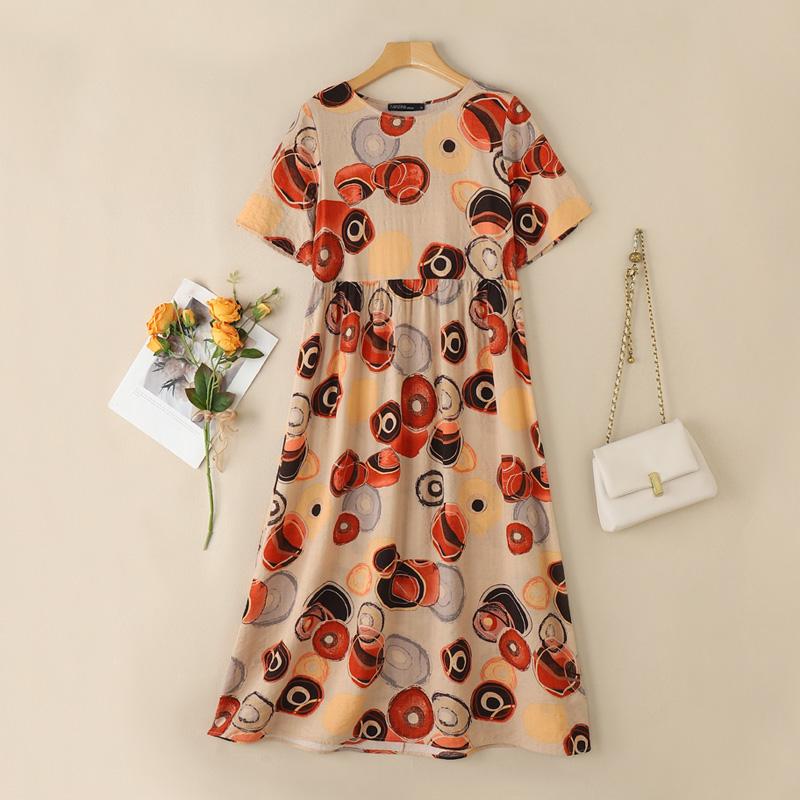 ZANZEA Women Summer Round Neck Loose Short Sleeve Print Dress S помаранчевий
ZANZEA Women Summer Round Neck Loose Short Sleeve Print Dress S помаранчевий