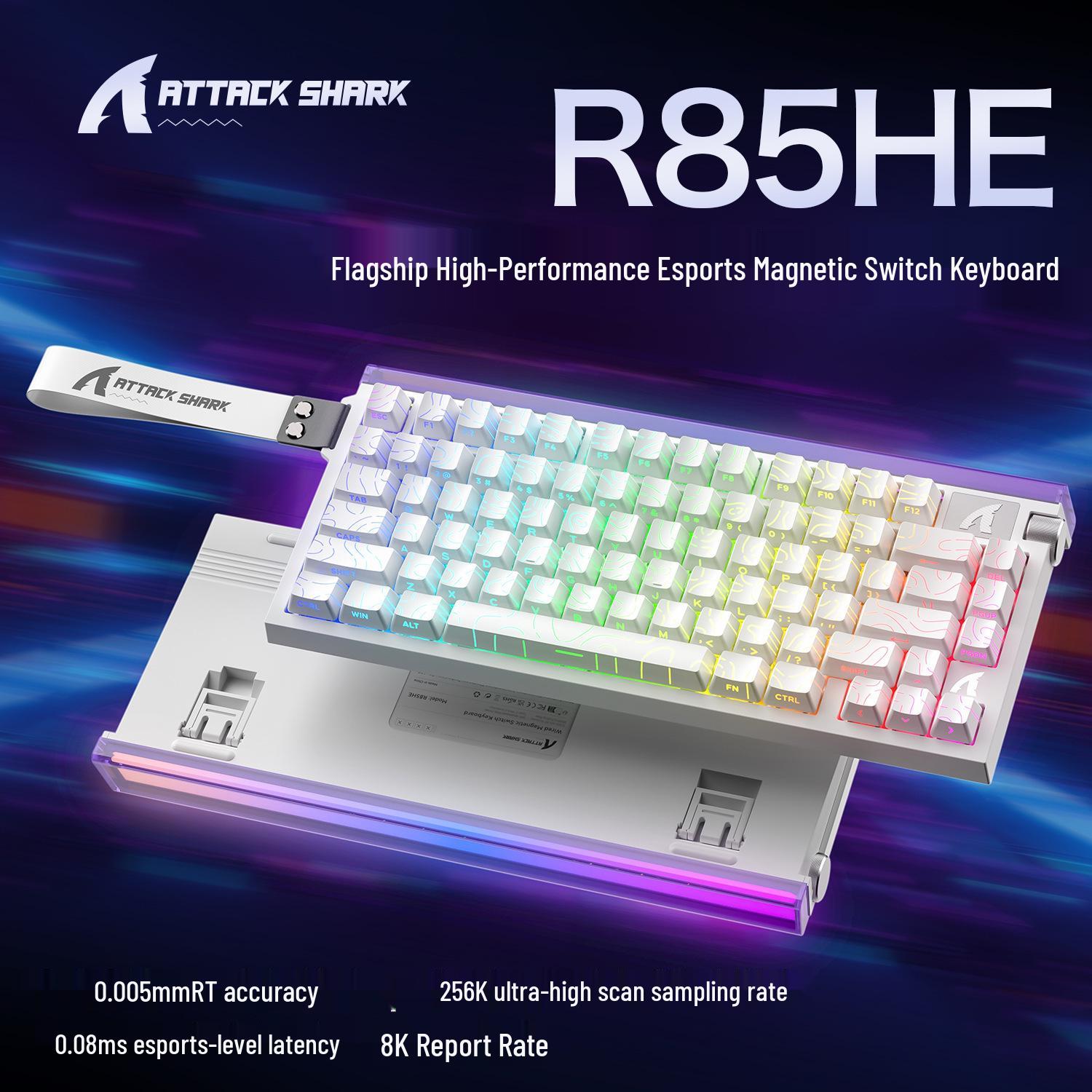 ATTACKSHARK R85HE Mechanical Keyboard - Magnetic Axis, Wired RGB, Esports-Optimized Low Latency, Light Box Included Starlight White
ATTACKSHARK R85HE Mechanical Keyboard - Magnetic Axis, Wired RGB, Esports-Optimized Low Latency, Light Box Included Starlight White
